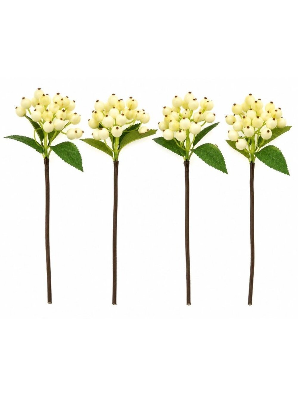 Ivory Berry Stems Set of 4 Faux White Berry Picks Winter Berry Stems